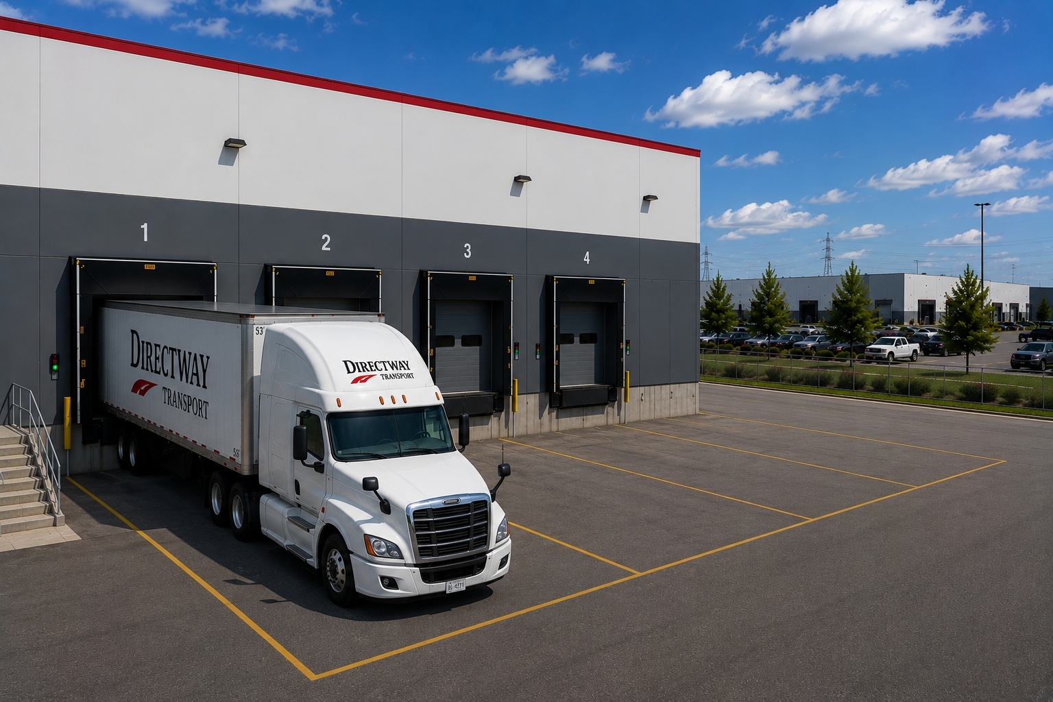 Directway Transport truck at night
